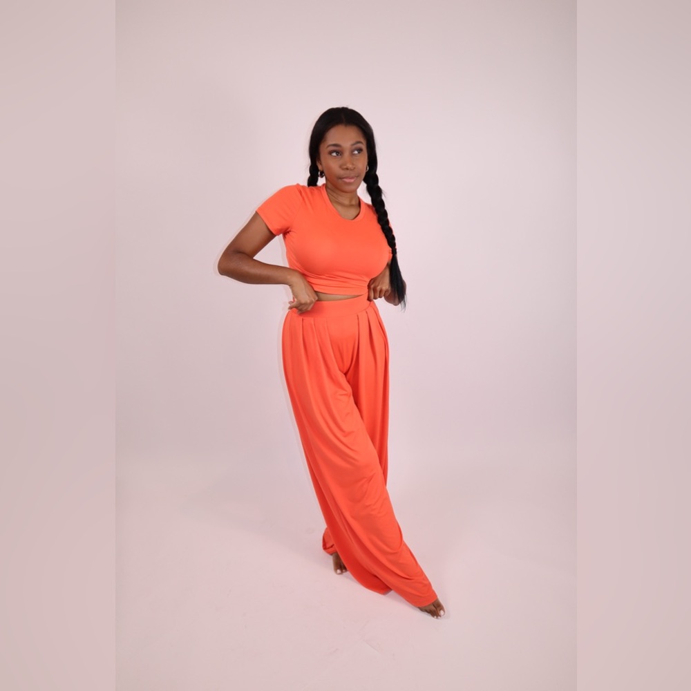 Coral Palazzo Pants Set